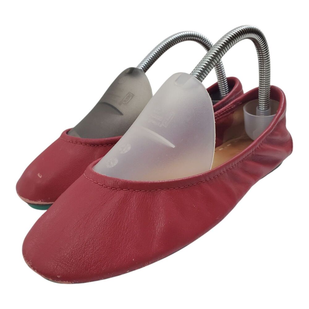 TIEKS by Gavriell Shoes Womens Size 7 Red Slip On Leather Ballet Flats Foldable
